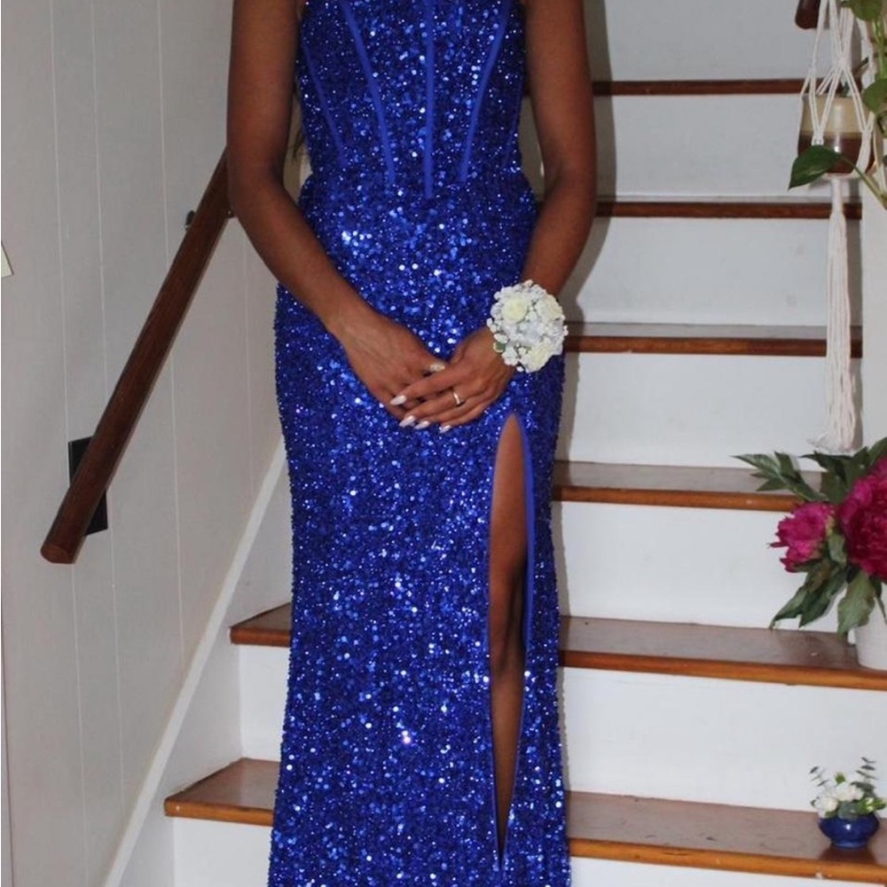 Sherri Hill Royal Blue Sequin Prom Dress